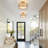 Modern Drum Linen Semi Flush Mount Ceiling Light Fixture-197076701
