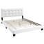 Lit double contemporain en similicuir blanc, tête de lit rectangulaire, support central, lit en cuir sans base avec style, installation facile