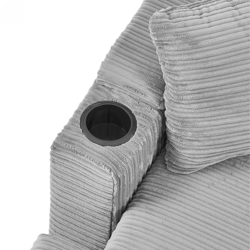 Canapé modulaire multifonctionnel avec repose-pieds, Velours côtelé gris, H 33,7 po x l 123,2 po x P 35,4 po