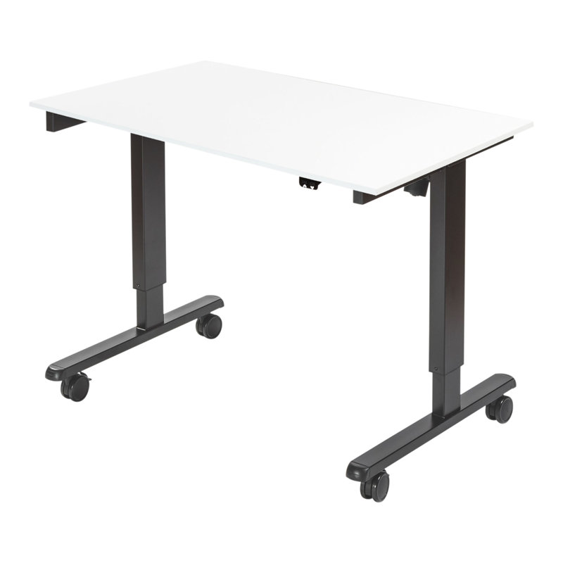 Adjustable Metal Base Standing Desk, 27.25" H x 47.25" W x 29.5" D, Gloss White/Charcoal