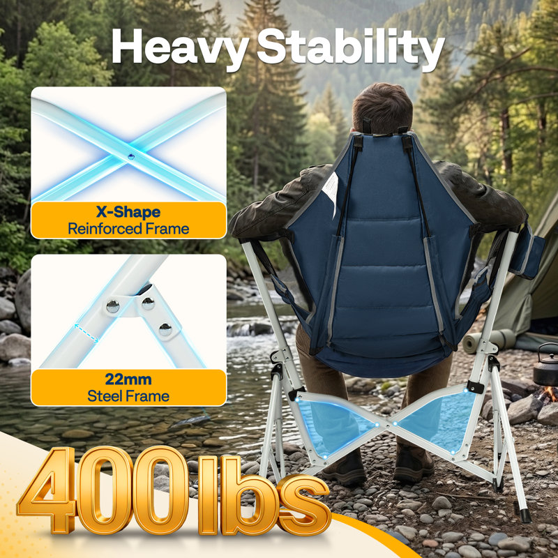 Portable Hammock Camping Chair with Adjustable Back Support, Blue