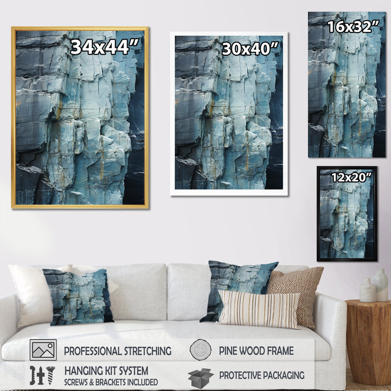 Glacier Glaciers Edge I - Paysage et nature, art mural, salon, H 20 po x l 12 po x P 1 po, Cadre photo doré