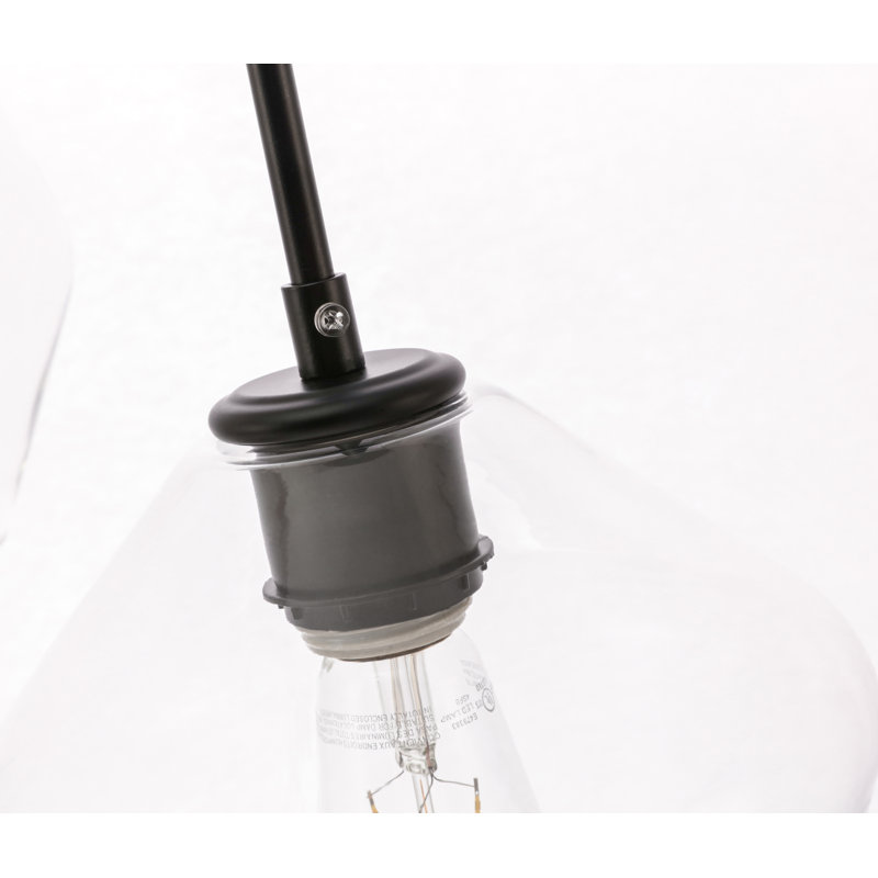 Luminaire suspendu géométrique à 3 lumières Vandyke, Transparent, Noir