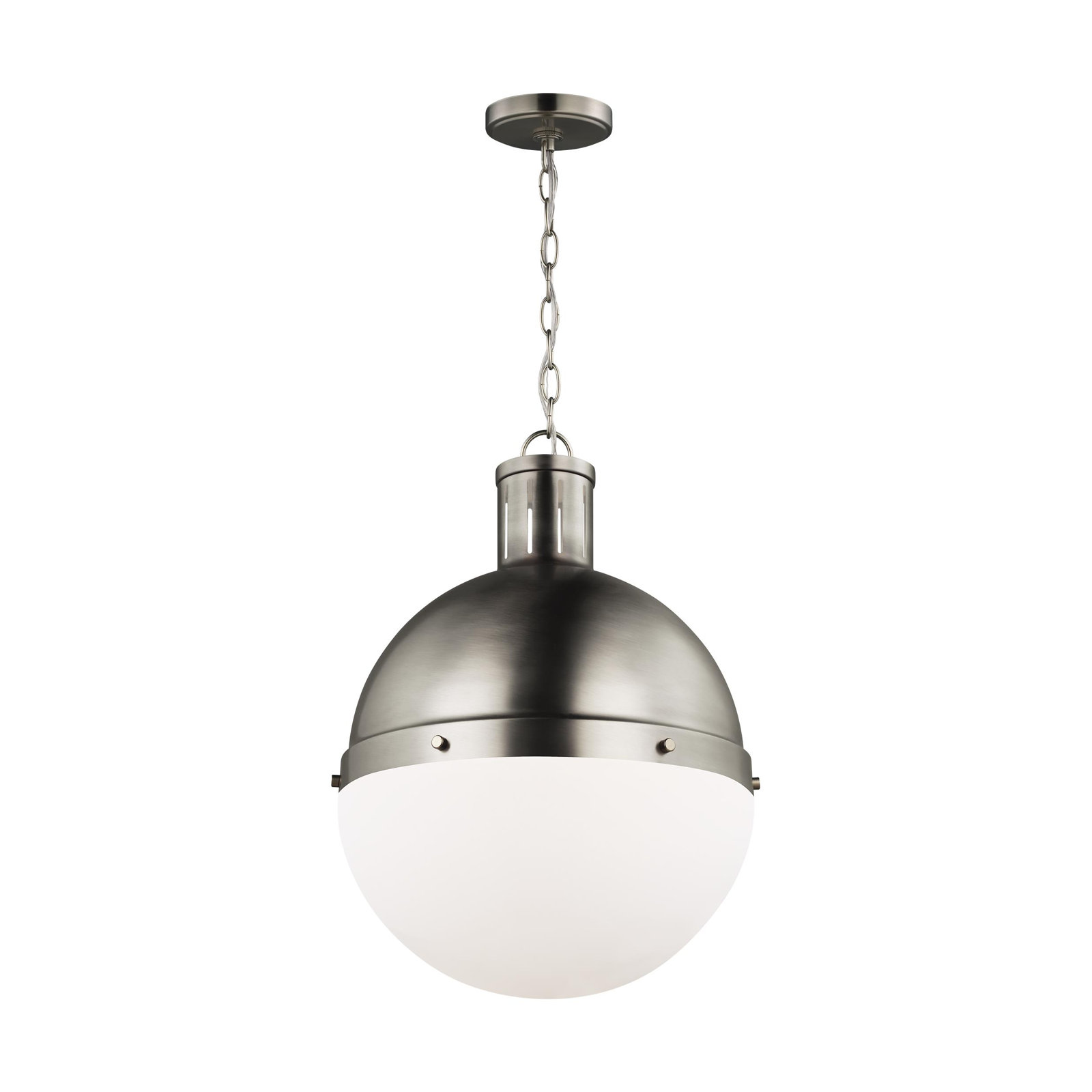 Geoffrey Dimmable Single Light Pendant, No , Brushed Nickel, 18" H x 13.25" W x 13.25" D