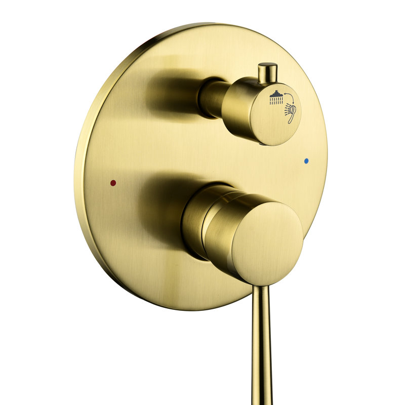 Ensemble de douche pour salle de bain avec pomme de douche à fixation au mur haute en acier inoxydable brossé 10 po et douchette à main, valve d'équilibre à 2 voies