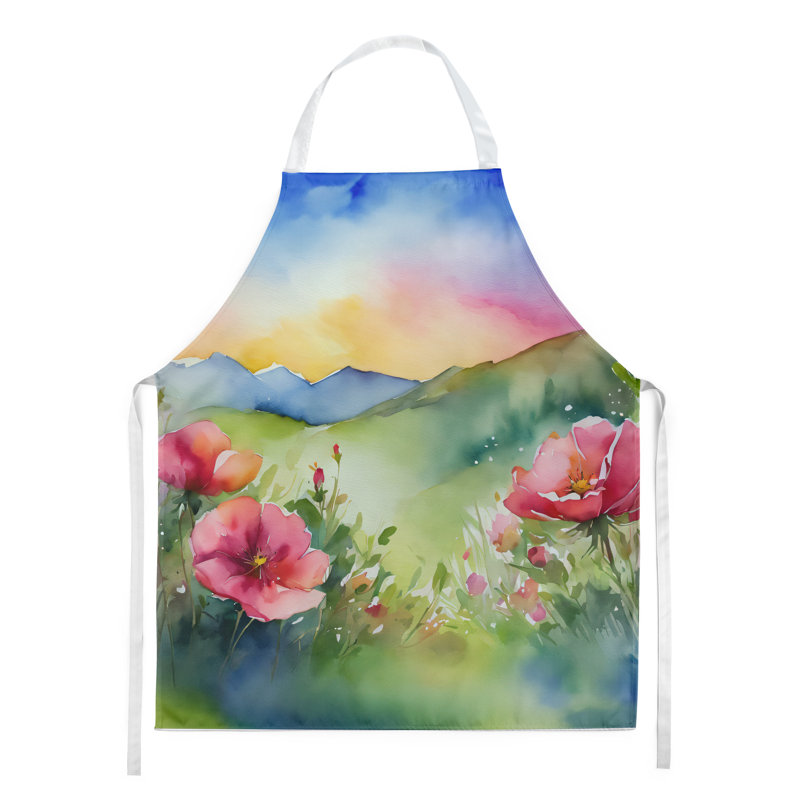 Iris du Tennessee en tablier aquarelle, Vert / rose roses des prairies sauvages du Dakota 