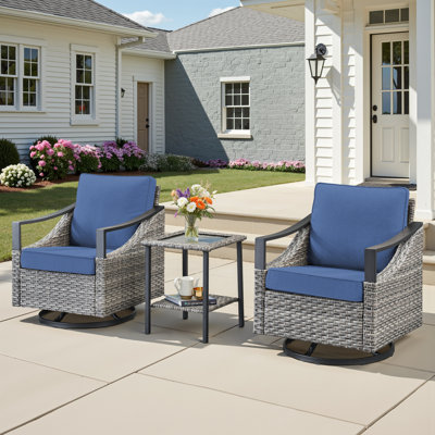 Wicker 2 - Person Patio Conversation Sets with Cushions