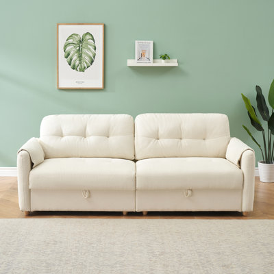 Modern 80" Polyester Upholstered Couch Tufted Sofa with Storage for Living Room