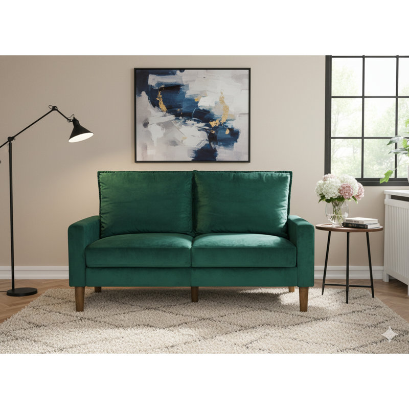 Causeuse rembourrée en velours 2 places Modern Modern, Velours vert, Vert