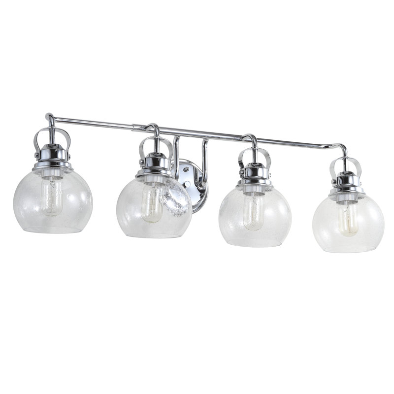 Gilbertson Metal/Seeded Glass Vanity Light, 4 Lights, Chrome