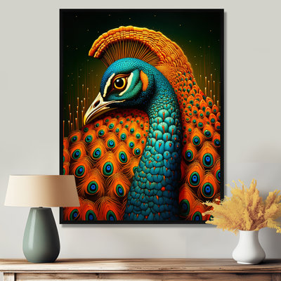 Magnifique paon bleu, art mural salon paon