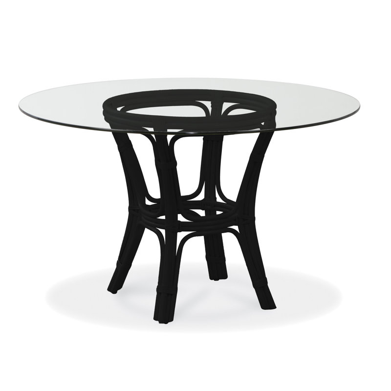 Trellis Round Glass Dining Table, 29" H x 42" L x 42" W, Aged Barrel