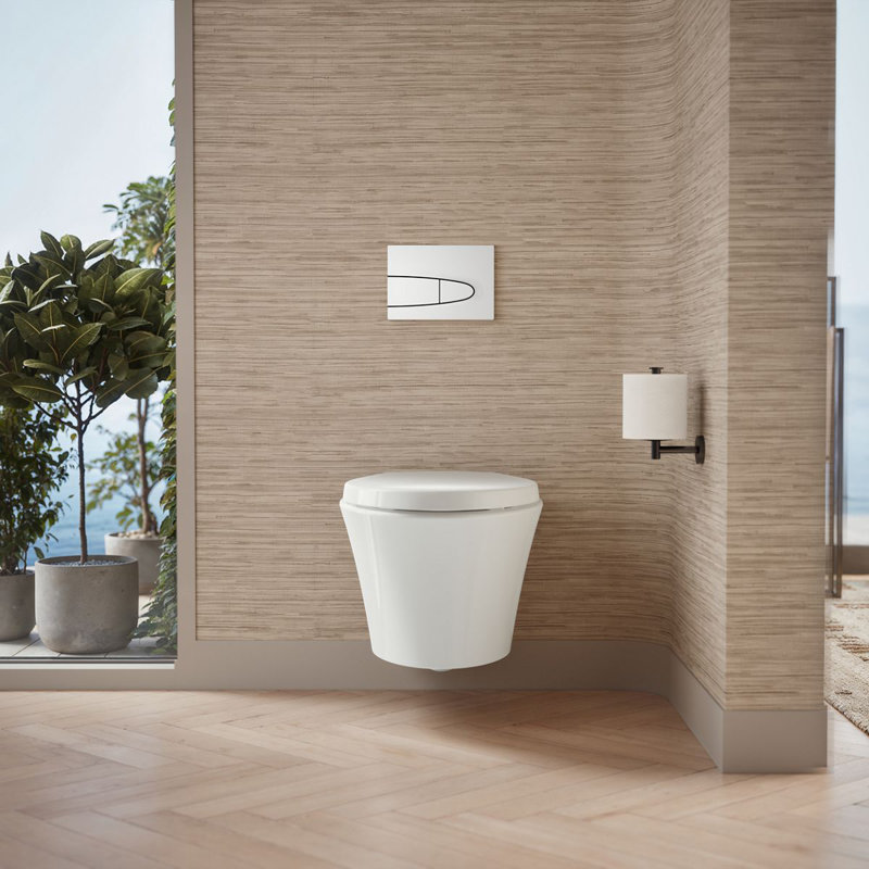 Veil Wall-Hung Compact Elongated Toilet, Dual-Flush, White