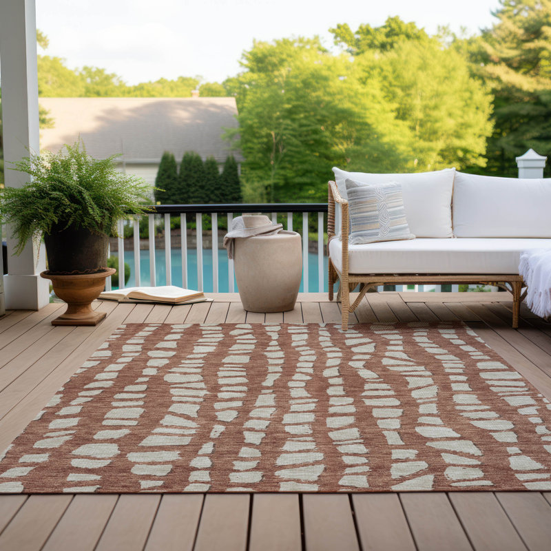 Tapis intérieur / extérieur en polyester tissé à la machine Lamanna, Rectangle 9 pi x 12 pi