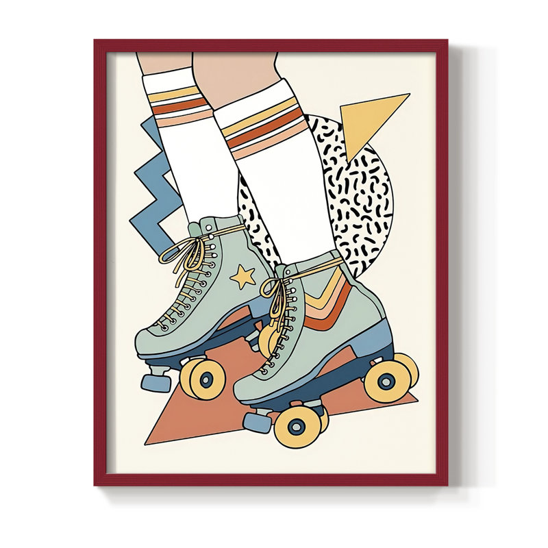 LetItRollI Framed Print - Solid Wood, 15" H x 12" W, Red