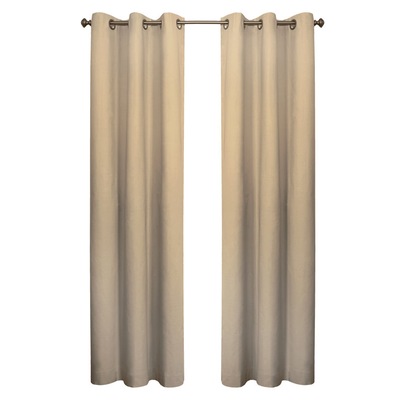 Mcgowen 100% Cotton Solid Room Darkening Thermal Grommet Curtain Panels, 40" W x 63" L, Khaki