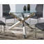 Vogo Modern Design Chrome and Glass Dining Table Set with 6 Upholstered Faux Leather Dining Chairs-294739662