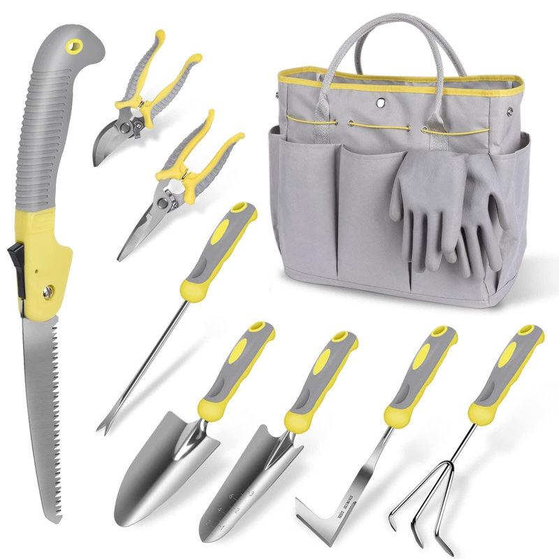 Garden Tool Set, 10 Piece Stainless Steel Heavy Duty Gardening Tool Set For Digging Planting Pruning Gardening Kit With Durable Bag Gloves Gift Box Ideal Garden Gifts