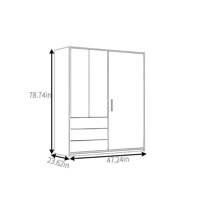 Garde-robe simple foncé classique, H 78,74 po x l 47,24 po x P 23,62 po