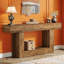 Console deux tons rustique - plateau à grain brun et base en forme de U gris pour le charme d'une maison de campagne