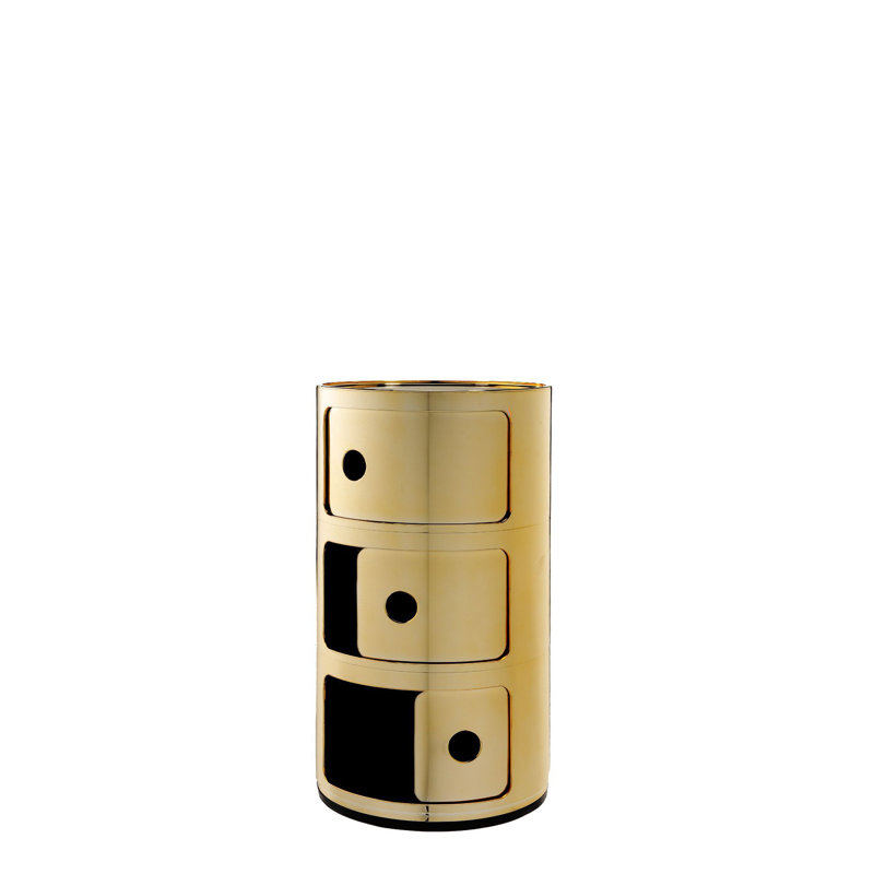 Gold Componibili 3-Tier Round Stackable Storage Module