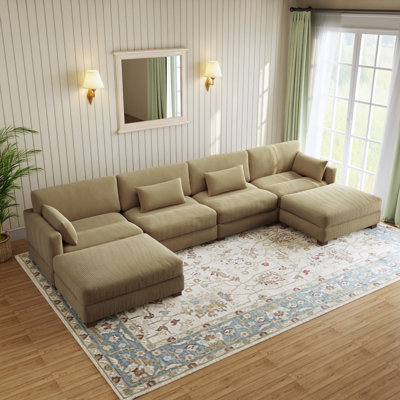 Canapé modulaire en velours côtelé Maelina 