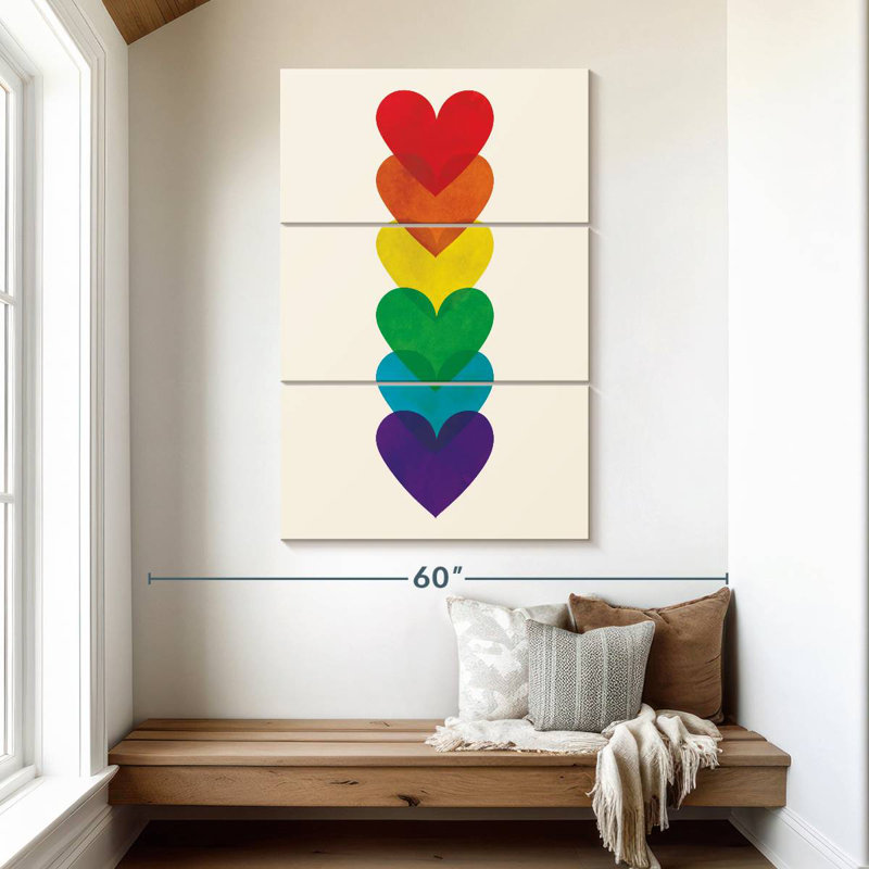 Khareem Rainbow Hearts Stack, 50" H x 32" W