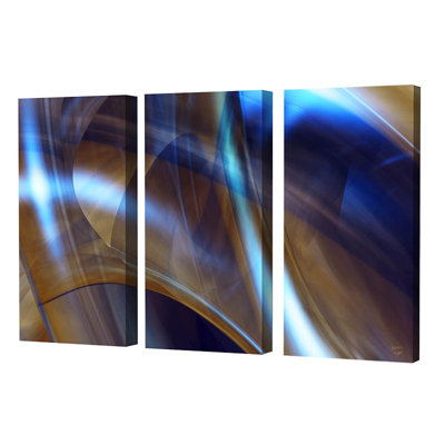 'Triptychl' Graphic Art Multi-Piece on Canvas in Blue/Brown