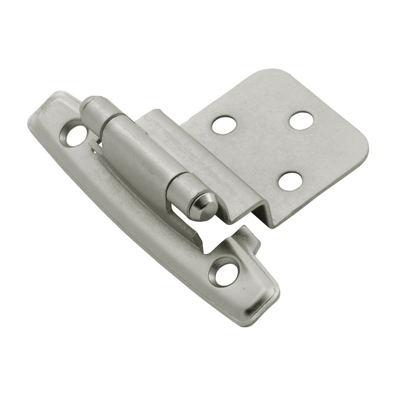Surface Self-Closing Variable overlay, 3/8 Inch Inset Face Frame Self-Close - Satin Nickel - Cabinet Door Hinges (Set of 10)