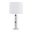 Lampe de table haute en verre avec base en marbre, idéale comme lampe de chevet ou d'appoint sur un bureau ou dans un salon. 68,5 cm (27 po), transparente et blanche.