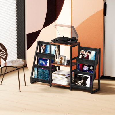 Record Player Stand with Vinyl Storage, Record Player Table with Vinyl Record Storage Up to 280 Albums, Turnta ble Stand with Record Holder Display Sh by 17 Stories