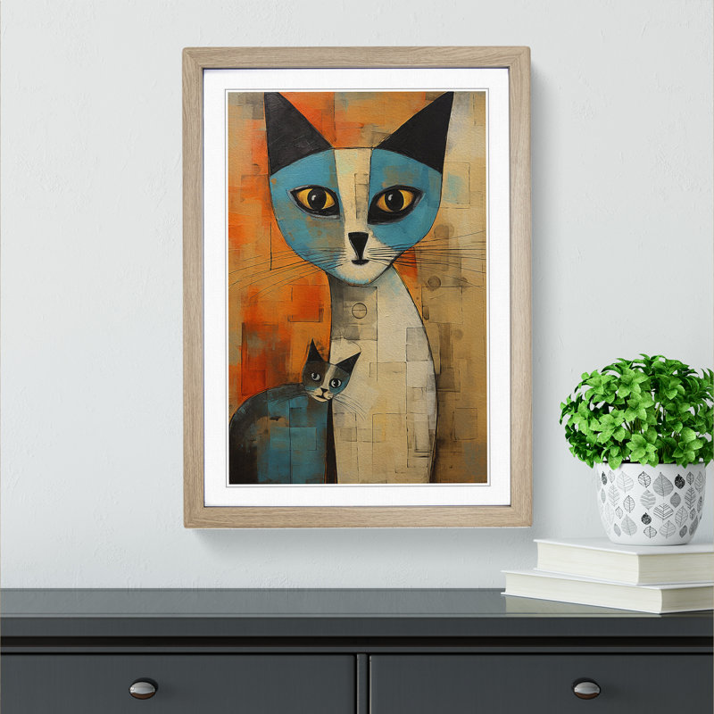 Ragdoll Cat Expressionism - Single Picture Frame Print on Wood, Oak Framed, 64cm H x 46cm W x 2cm D