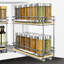 LYNK PROFESSIONAL® Élite™ Pull Out Spice Rack Organizer for Inside Kitchen Cabinets - Slide Out Drawer – Wood/Chrome Sliding Spice Cabinet Organization Shelf Racks - 2 Tier-86614321