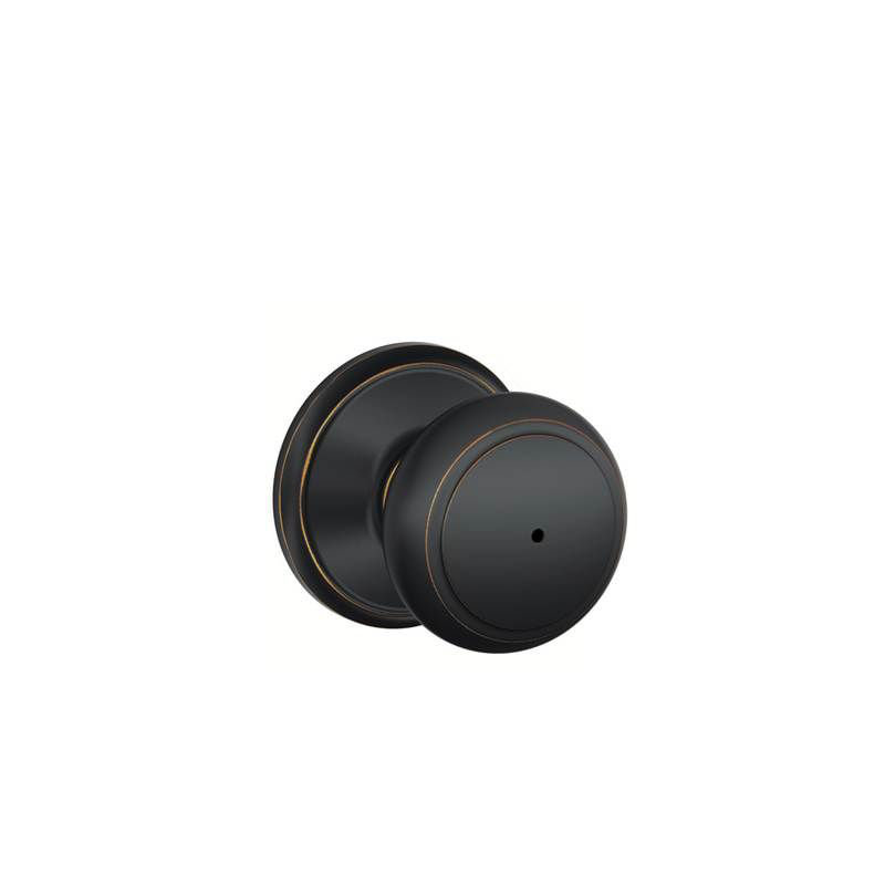 Andover Knob Bed and Bath Lock, Aged Bronze/Bright Chrome