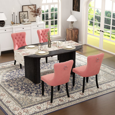  Table de salle à manger Farmhouse, table de salle à manger extensible rectangulaire avec chaise de salle à manger en velours capitonné