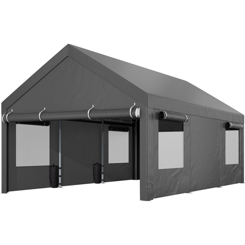 12 pi. L 20 pi. D Carport Garage robuste , Gris