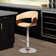Allin Swivel Adjustable Height Bar Stool with Open Back in Faux Leather, Walnut Wood and Chrome