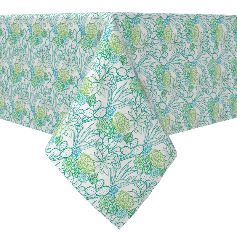 Rectangular Floral Cotton Twill Tablecloth
