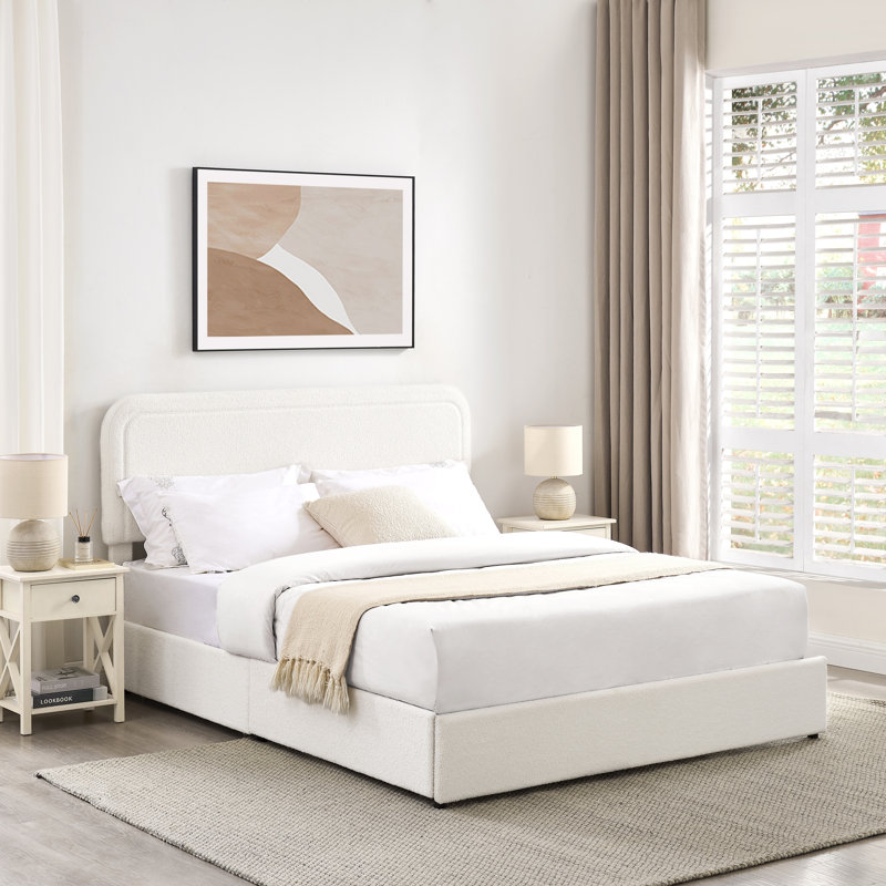 Lit plateforme tapissier Libby, Quatre tiroirs