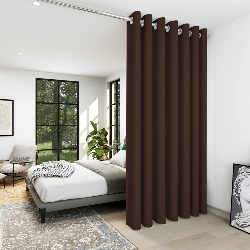 Wide Room Divider Thermal Insulated Blackout Patio Door Curtain Panel, 1 Panel, Chocolate, 100" W x 84" L