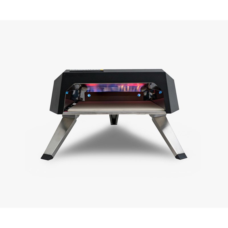 Permasteel Black Aluminum 12-Inch Countertop Gas Pizza Oven with Cover