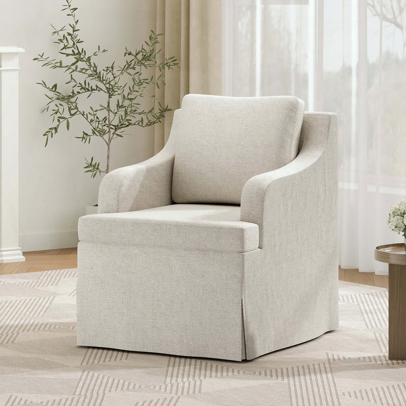 Chaise de salle à manger avec accoudoirs - Beige - Éponge haute densité - Moderne