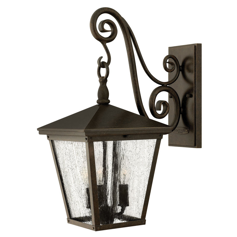 Trellis 3-Light Outdoor Wall Lantern, Clear Seedy, LED, Regency Bronze