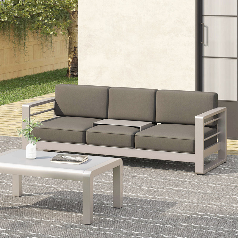 CAPE CORAL 2 SEATER SOFA W/ METAL TRAY, Gray