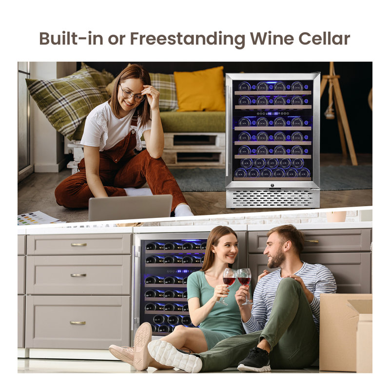 51 Bottles Wine Cooler Refrigerator,Freestanding Compact Wine Fridge with Digital Control for Fridge With 40-66F Digital Temperature Control Glass Door