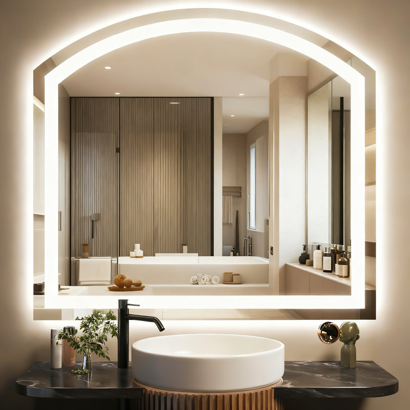 40 in. W x 36 in. H Arch Metal Framed LED Bathroom Vanity Mirror, 36" x 40"