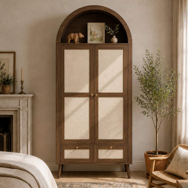 2 Door MDF Wardrobe, Walnut