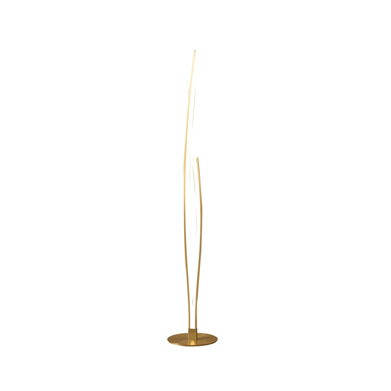 Lampe sur pied DEL Sophia avec motif ondulé sculptural et interrupteur au pied Sophia, Doré