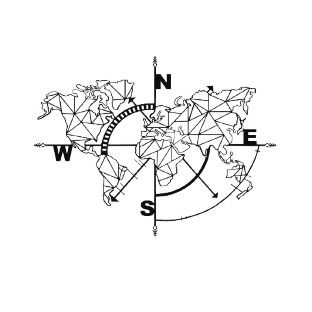 Wanddekoration World Map Compass