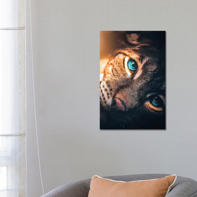 The Aqua Blue Eyed Leopard 1 Piece Wall Art on Canvas